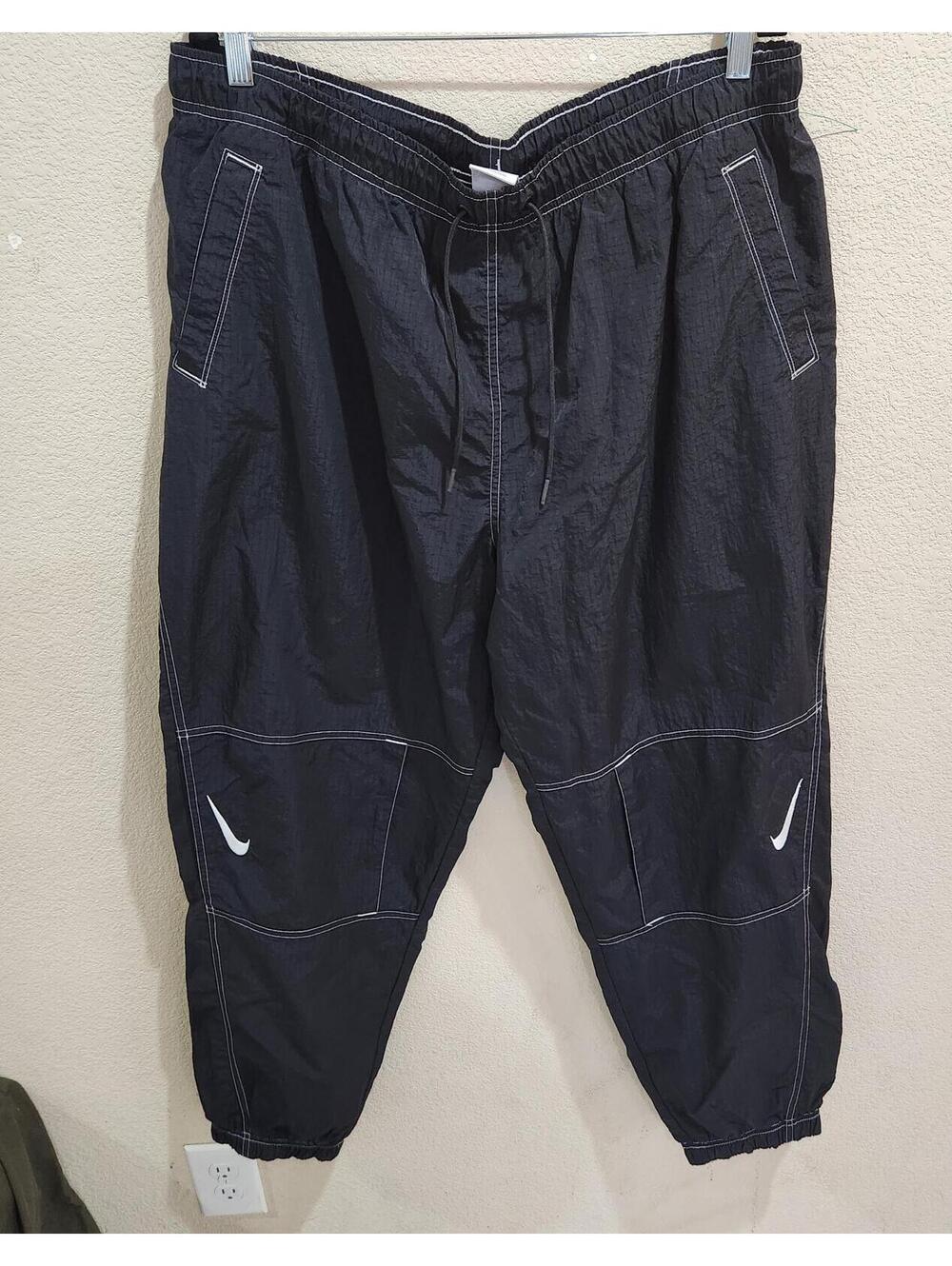 Y2K Nike Sportswear Swoosh Repel Joggers XL Pants baggy woven track pants Black